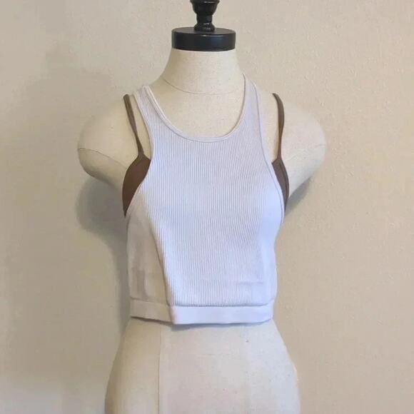 AS revival layered sports bra size Large white and brown - Picture 1 of 4